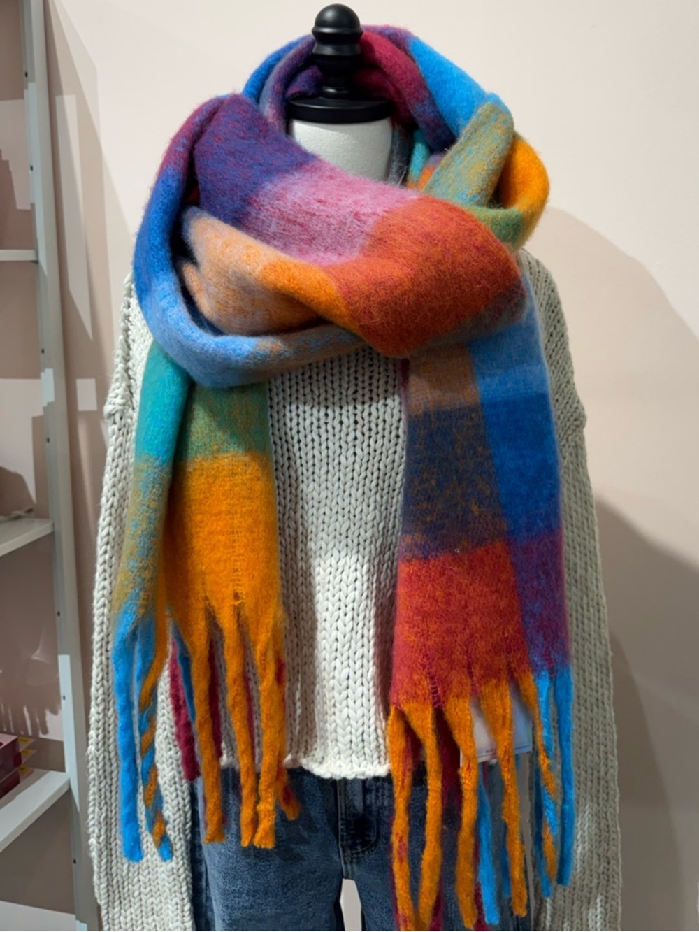 NWT Park and Buzz Layer Up Cozy Plaid Blanket Scarf